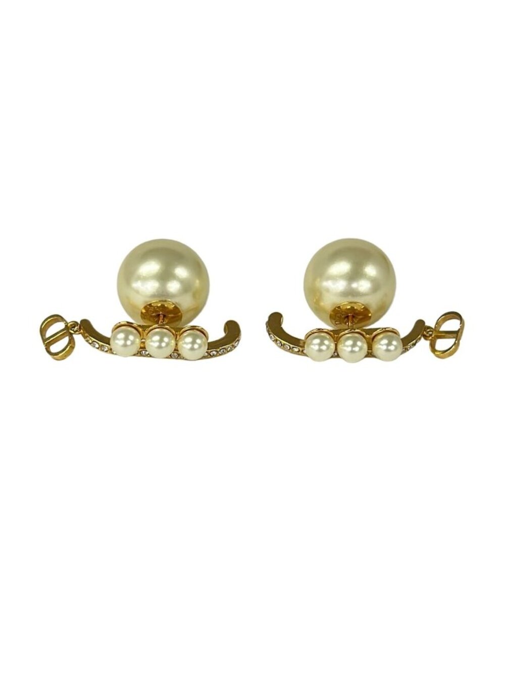 Dior Earrings Tribal Gold Ivory Clear